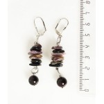 Серьги из турмалина (крупная плоская галтовка) и граната (шарик 9мм), на колечках