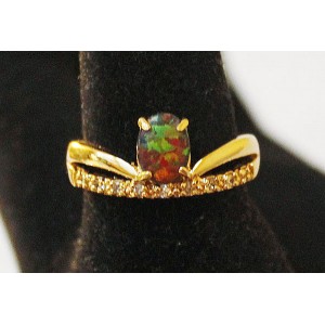 Кольцо с опалом черным "корона"