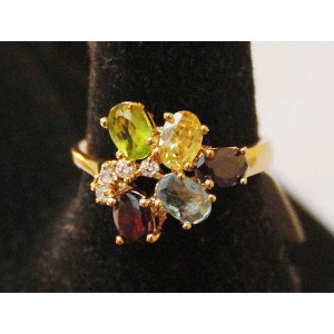 Кольцо с цирконом "галочка"