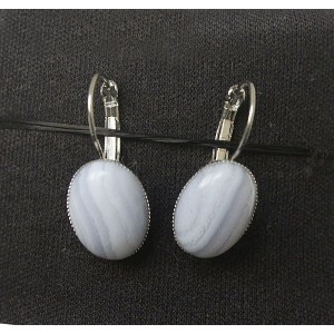 Серьги из агата голубого (сапфирин), овал 18х13мм замок петелька