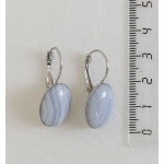 Серьги из агата голубого (сапфирин), овал 18х13мм замок петелька