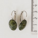 Серьги из змеевика, овал 18х13мм, замок петелька