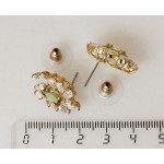 Серьги из хризолита (светлый) + стразы