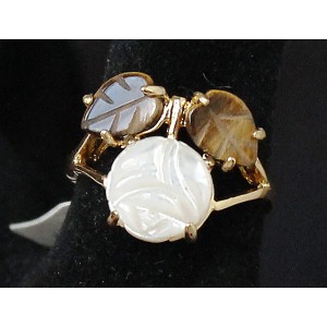 Кольцо с тигровым глазом "1 роза 2 листа"