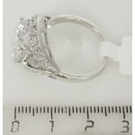 Кольцо с цирконом белым "зеркало" (родиум)