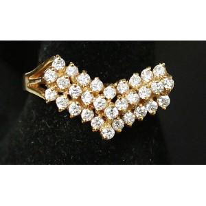 Кольцо с цирконом белым "3 ряда"