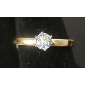 Кольцо с цирконом голубым "малый круг"