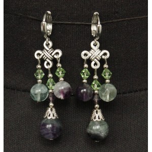  Серьги из флюорита, шарик 10мм, гладкий, коннектор узелок