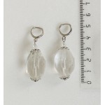 Серьги из горного хрусталя, камень 20-25мм, крупная огранка, швензы посеребрение