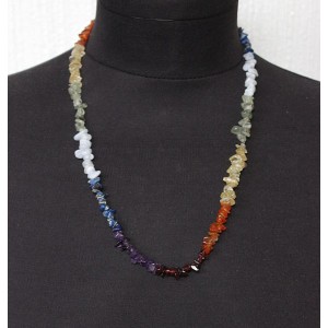 Бусы из аметиста и натуральных камней "7 чакр", галтовка, 52-54см