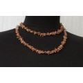 Бусы из солнечного камня 86-88см, галтовка мелкая