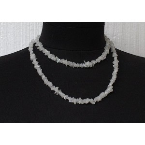 Бусы из лунного камня (беломорит) 84-86см, галтовка мелкая