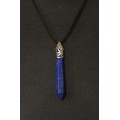 Кулон из лазурита "кристалл" (синий), с металлическим узором
