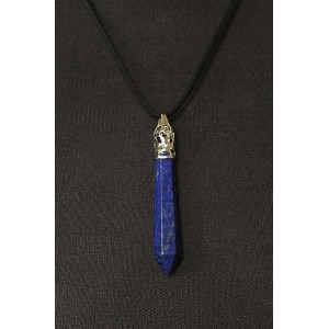 Кулон из лазурита "кристалл" (синий), с металлическим узором