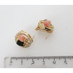 Серьги из коралла (розовый) и нефрита "1 тюльпан"