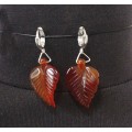 Серьги из сердолика "листики"