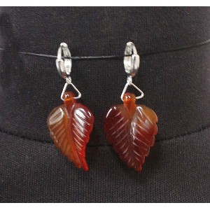 Серьги из сердолика "листики"