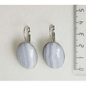 Серьги из агата голубого (сапфирина), овал 25х18мм, замок петелька