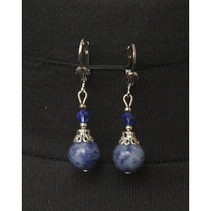 Cерьги из лазурита (бело-синий), шапочка "вазочка малая"