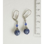 Cерьги из лазурита (бело-синий), шапочка "вазочка малая"