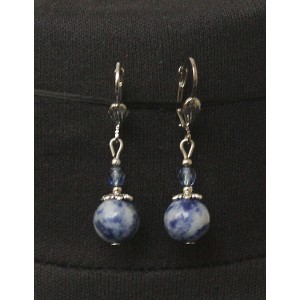 Cерьги из лазурита, шапочка "ромашка"