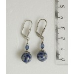 Cерьги из лазурита, шапочка "ромашка"