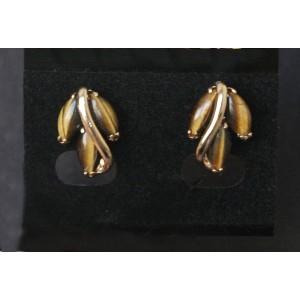 Серьги из тигрового глаза "большой рис" замок гвоздик+лапка