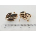 Серьги из тигрового глаза "большой рис" замок гвоздик+лапка