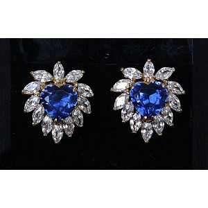 Серьги из шпинели "сердце в стразах"