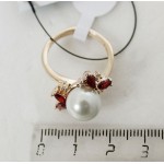 Кольцо с гранатом и жемчугом белым "жемчужная нежность"