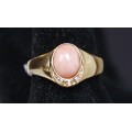 Кольцо с кораллом (розовый) "овал"