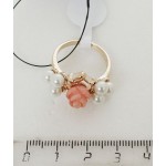 Кольцо с кораллом (оранжевый) и жемчугом (белый) "романтик"