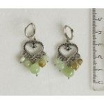 Серьги из оникса, шарик 8, 6, 4мм, коннектор "сердце витое"