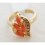 Кольцо с кораллом (оранжевый) "колосок"