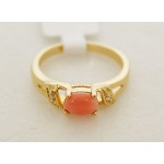 Кольцо с кораллом (оранжевый) "кабошон в завитках"