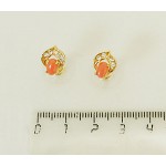 Серьги из коралла (оранжевый) "кабошон в завитках"