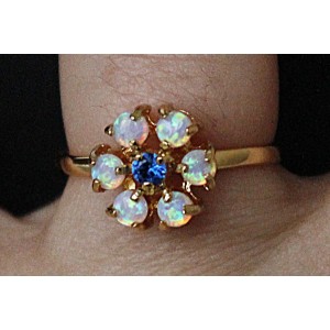 Кольцо со шпинелью и опалом японским "7 камней"