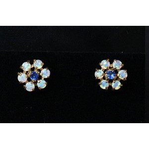 Серьги из шпинели и опала японского "7 камней"