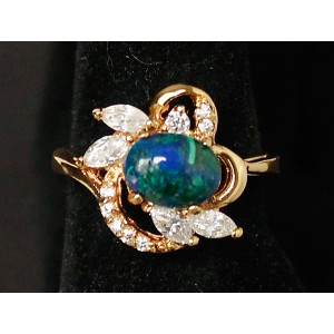 Кольцо с азуритом 4 страза+цирконы