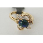 Кольцо с азуритом 4 страза+цирконы