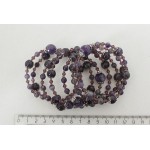 Браслет из аметиста, из бусин до 12мм, огранка, на струнке, 6-7 оборотов
