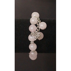 Браслет из розового кварца, шарик 10мм, с подвеской