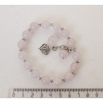 Браслет из розового кварца, шарик 10мм, с подвеской