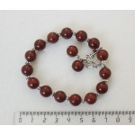 Браслет из яшмы красной, шарик 10мм, с подвеской