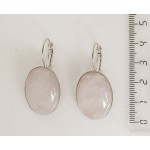 Серьги из кварца розового, овал 25х18мм, замок петелька