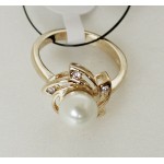 Кольцо с жемчугом белым "солнышко" 