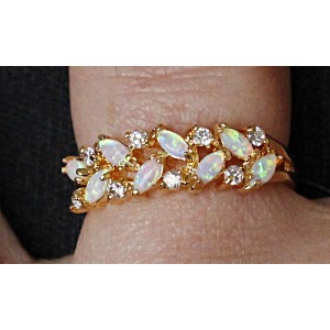 Кольцо с опалом японским "косичка"