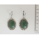 Серьги из авантюрина зеленого, овал 25х18мм, швензы посеребрение