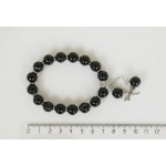 Браслет из агата черного, шарик 10мм, с подвеской