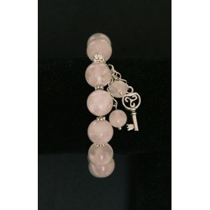 Браслет из розового кварца, шарик 12мм, с фурнитурой